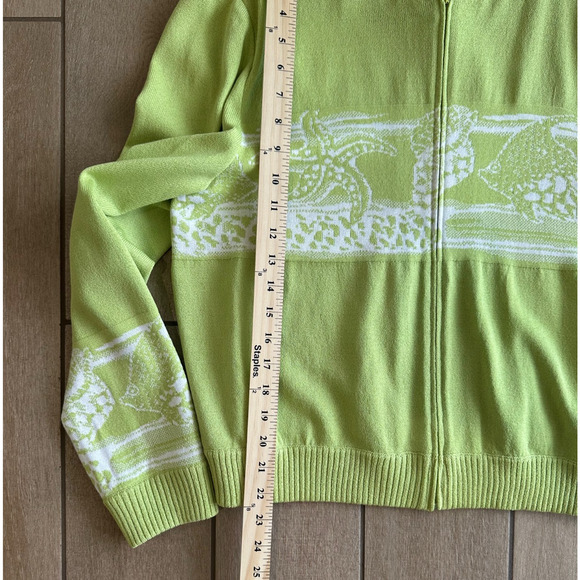 VTG St. John Womens Santana Knit Zip Cardigan Size 14 Resort Beach Ocean Print - Picture 8 of 8